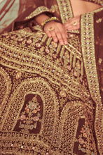 Load image into Gallery viewer, Maroon Organza Net Lehenga Choli Set - Embroidered Bridal Wear ClothsVilla