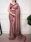 Maroon Printed Satin Silk Saree ClothsVilla