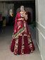 Maroon Rayon Printed Silk Lehenga Choli with Gota Patti & Cowrie Detailing ClothsVilla