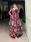 Maroon Sculpted Beauty Floral Print Marbel Gown with Lace Touch-Up Dupatta