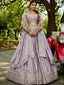 Mauve Chinnon Semi-Stitched Lehenga Choli Set with Heavy Sequins & Embroidered Dupatta ClothsVilla