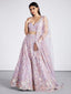 Mauve Net Sequins and thread embroidery Semi-Stitched Lehenga choli & Dupatta ClothsVilla