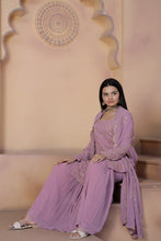 Load image into Gallery viewer, Mauve Premium Designer Readymade Top-Sharara-Dupatta Collection ClothsVilla