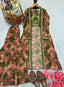 Mehendi Bollywood Style Indo-Western Koti, Plazzo & Blouse Set with Floral Digital Print & 5MM Sequins Work ClothsVilla
