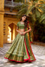 Mehendi Dola Silk Batik Print Lehenga Choli Set with Zari Weaving & Matching Dupatta – Fully Stitched Designer Ethnic Wear ClothsVilla