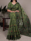 Mehendi Elegant Poly Cotton Thread-Weaving Saree with Matching Unstitched Blouse – Lightweight Traditional Daily & Festive Wear ClothsVilla
