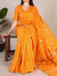 Mustard Elegant Viscose Chanderi Saree with Sequins, Zari Line, and Gota Patti Lace Border