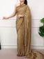 Mustard Printed Satin Crepe Saree ClothsVilla