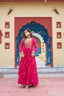 Pink Navratri Special Traditional Laheriya Print Kutchi Work Gown in Faux Georgette – 12 Meter Flair ClothsVilla