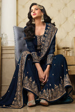 Load image into Gallery viewer, Navy Blue Embroidered Georgette Pakistani Suit