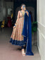 Navy Blue Floral Printed Dress with Dupatta ClothsVilla