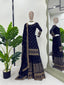 Navy Blue Glamorous Faux Georgette Plazo Set with Dupatta Clothsvilla