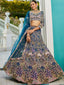 Navy Blue Multi-Color Sequin Embroidered Net Lehenga Choli Dupatta Set ClothsVilla