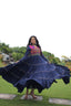 Navy Blue Navratri Special 14 Kg Reyon Gown with Kutchi Gamthi & Mirror Hand Work – 4-Layer Frill, 10+ Meter Flair ClothsVilla