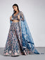 Navy blue Net Sequins and thread embroidery Semi-Stitched Lehenga choli & Dupatta ClothsVilla