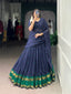 Navy Blue Pure Chanderi Zari Weaving Lehenga Choli Set with Dupatta – Stitched Lehenga, Unstitched Blouse ClothsVilla