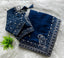 Navy Blue Soft Silk Saree with Elegant Rubber Weaving & Heavy Embroidery Work ClothsVilla