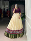 Off White Elegant Poly Cotton Printed Zari Weaving Lehenga with Handworked Pure Cotton Blouse – Stitched Traditional Ensemble ClothsVilla