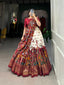 Off White Tussar Silk Kalamkari Print Lehenga Choli