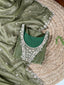 Olive Green Elegant Gold Coin Top & Maska Cotton Bottom Set with Sequins & Thread Embroidery – Stitched Top with Matching Dupatta ClothsVilla