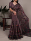 Onion Elegant Poly Cotton Thread-Weaving Saree with Matching Unstitched Blouse – Lightweight Traditional Daily & Festive Wear ClothsVilla