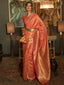 Orange Elegant Kanjivaram Kanchipuram Silk Saree Traditional Grace Clothsvilla