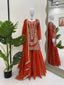 Orange Faux Georgette Sharara Set with Thread & Sequin Work Full Stitched Outfit with Lace Border Dupatta ClothsVilla