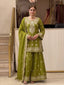Parrot Green Embroidered Palazzo Suit ClothsVilla