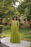 Parrot Green Laheriya Print Gown ClothsVilla