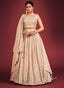 Peach Pakistani Georgette Lehenga Choli For Indian Festivals & Weddings - Sequence Embroidery Work, Mirror Work Clothsvilla