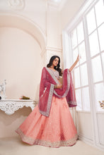 Load image into Gallery viewer, Shimmering Peach Party Wear Lehenga Choli Set - Embroidered Elegance ClothsVilla
