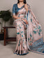 Peach Printed Tasar Silk Saree ClothsVilla