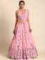 Peach Pure georgette Sequins, Zarkan and thread embroidery Semi-Stitched Lehenga choli & Dupatta Clothsvilla