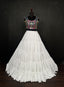 White Lehenga & Navy Blue Choli Set Designer Rayon with Real Mirror & Kodi Work ClothsVilla