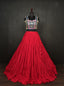 Red Lehenga & Navy Blue Choli Set Designer Rayon with Real Mirror & Kodi Work ClothsVilla