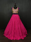Pink Lehenga & Purple Choli Set Designer Rayon with Real Mirror & Kodi Work ClothsVilla