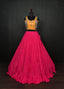 Pink Lehenga & Yellow Choli Set Designer Rayon with Real Mirror & Kodi Work ClothsVilla