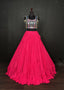Pink Lehenga & Navy Blue Choli Set Designer Rayon with Real Mirror & Kodi Work ClothsVilla