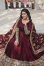 Maroon Royal Vichitra Shimmer Gown with Sequins Embroidery and Matching Dupatta ClothsVilla