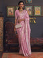Pink Banarasi Silk Blend Saree with Bidri Work & Zari Buta – Gold Accents & Tassel Detailing ClothsVilla