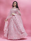 Pink Color Net Sequins Work Semi-Stitched Lehenga ClothsVilla