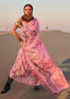 Pink Elegant Blended Linen Silk Saree – Breathable & Stylish for All Seasons Clothsvilla