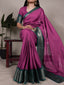 Pink Elegant Dola Chex Saree with Zari Weaving & Matching Blouse Piece ClothsVilla