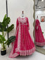Pink Elegant Faux Georgette Thread & Sequin Embellished Suit Set with Rivet Moti Detailing ClothsVilla