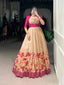 Pink Elegant Green Silk Printed Gown with Embroidered Banglory Koti ClothsVilla