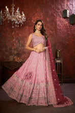Load image into Gallery viewer, Pink Embroidered Girlish Lehenga Choli Set ClothsVilla