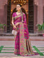Pink Exquisite Banarasi Jacquard Art Silk Saree with Matching Border Blouse – Perfect for Weddings ClothsVilla