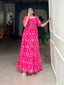 Pink Floral Printed Georgette Gown – Elegant and Timeless Charm