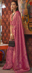 Pink Graceful Kanjivaram Silk Blend Saree – Woven Design ClothsVilla