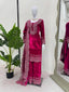 Pink Luxurious Viscose Velvet Plazo Set with Embroidered Dupatta Clothsvilla